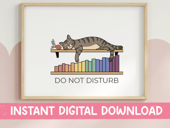 Download Do Not Disturb Cat Rainbow Bookshelf - Premium Resources
